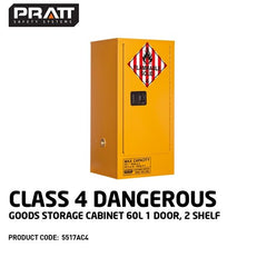 PRATT CLASS 4 DANGEROUS GOODS 60LTR CABINET. 1 DOOR, 2 SHELF (5517AC4)