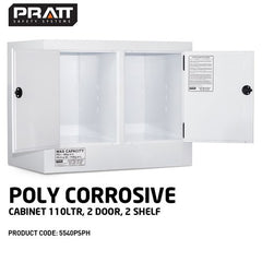 PRATT WHITE POLY CORROSIVE CABINET 110LTR. 2 DOOR, 2 SHELF (5540PSPH)