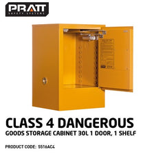 PRATT CLASS 4 DANGEROUS GOODS 30LTR CABINET. 1 DOOR, 1 SHELF (5516AC4)