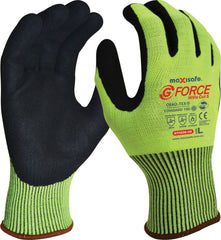 Maxisafe G-Force Hivis Cut Resistant Level D, Nitrile Coated Glove (12 Pairs)