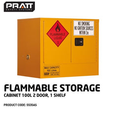 PRATT FLAMMABLE CABINET 100LTR 2 DOOR, 1 SHELF (5535AS)