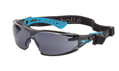 Bolle Safety Glasses RUSH+ SMALL SEAL Black/Blue Temples PLATINUM with Gasket & Strap