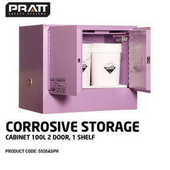 PRATT CORROSIVE CABINET 100LTR 2 DOOR, 1 SHELF (5535ASPH)
