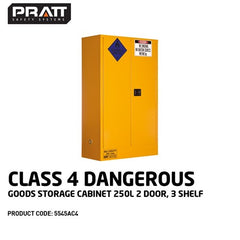 PRATT CLASS 4 DANGEROUS GOODS 250LTR CABINET. 2 DOOR,3 SHELF (5545AC4)