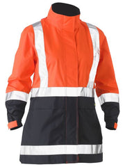 Bisley Size 16 Women's Orange/Navy H Taped Two Tone HI VIS Rain Jacket(BJL6966-TT05)