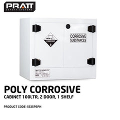 PRATT WHITE POLY CORROSIVE CABINET 100LTR. 2 DOOR, 1 SHELF (5535PSPH)