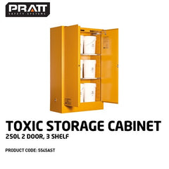 PRATT TOXIC CABINET 250LTR 2 DOOR, 3 SHELF (5545AST)