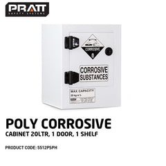 PRATT WHITE POLY CORROSIVE CABINET 20LTR. 1 DOOR, 1 SHELF (5512PSPH)