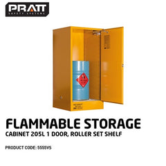 PRATT FLAMMABLE CABINET 205LTR 1 DOOR, ROLLER SET SHELF (5555VS)
