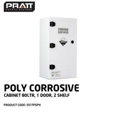 PRATT WHITE POLY CORROSIVE CABINET 60LTR. 1 DOOR, 2 SHELF (5517PSPH)