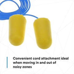 (Case of 10 boxes) 3M Plus Size Yellow Corded Earplug Class 5 SLC80 26dB (200 pairs per box) (70071515251)