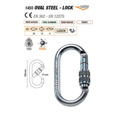 CAMP Steel Oval Screw Gate Zinc Plated Oval Key Lock Screw Gate