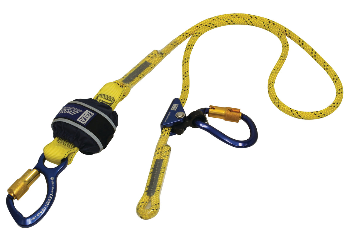Force2 Shock Absorbing Lanyards Kernmantle Rope Single Tail Adjustable 2.0m overall length (Z11206159R)