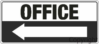 OFFICE W/ LEFT ARROW 200x450mm Poly