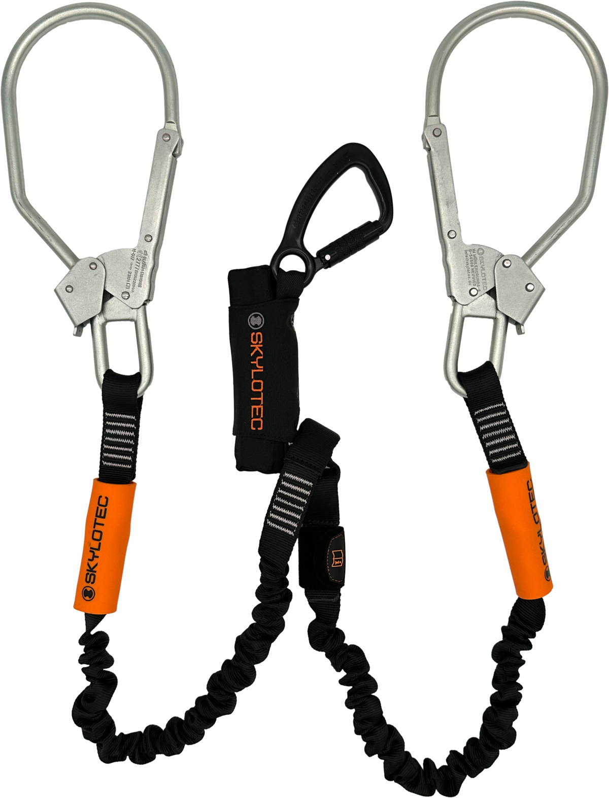 SKYLOTEC SkySafe Pro+ 1.8m Twin Lanyard with 85mm Gate Opening Steel Scaff Hooks