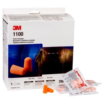 3M 1100 Uncorded Earplugs Poly Bag 200 pairs/box