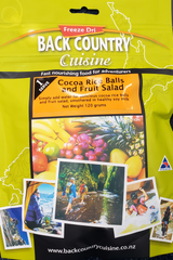 Back Country Cocoa Rice Balls and Fruit Salad