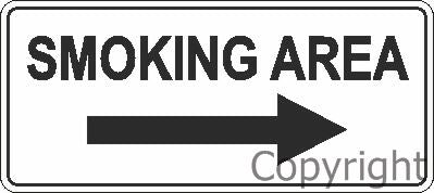 SMOKING AREA RIGHT ARROW 200x450mm Poly