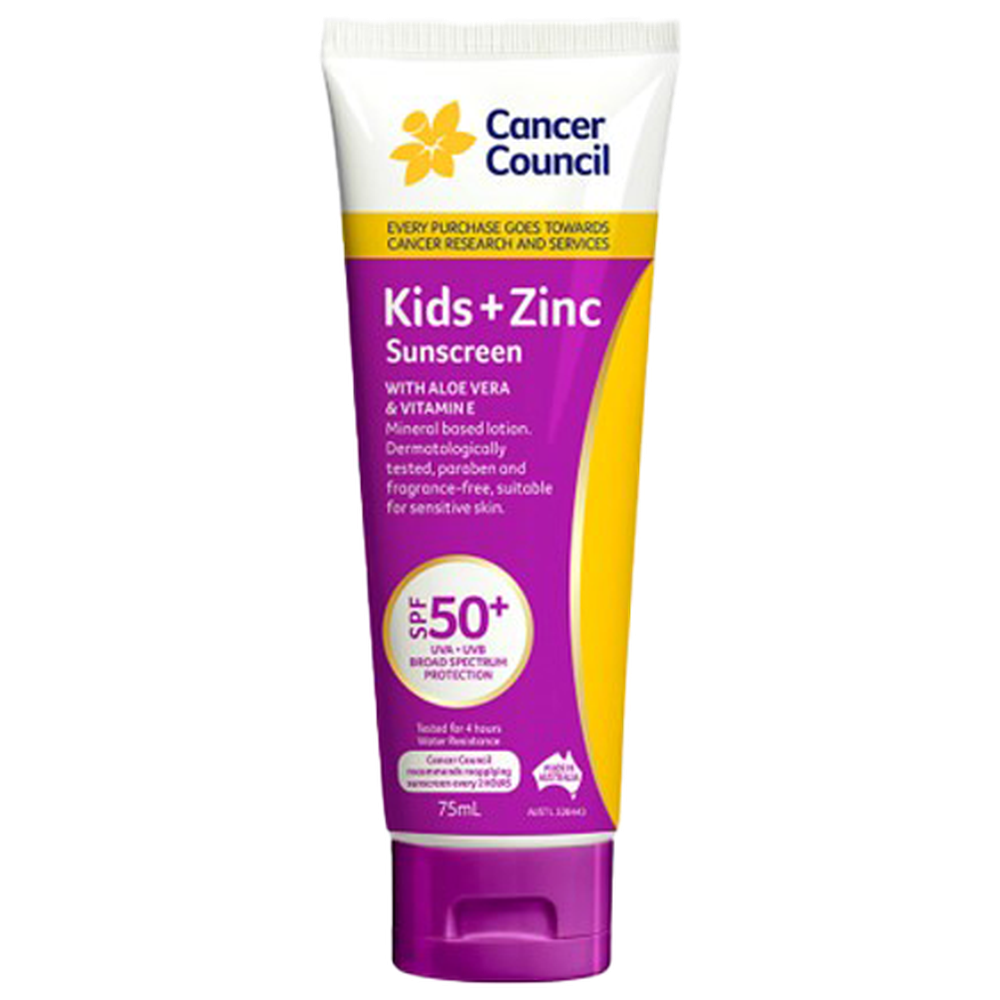 Aero Healthcare CANCER COUNCIL SPF50+ Kids+Zinc Sunscreen Tube 75mL (Carton of 36 Tube/1)