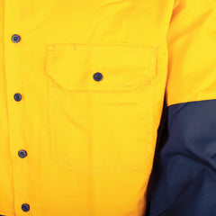 TRu Workwear Lightweight Vented Hi-Vis Drill Shirt (Yellow/Navy)