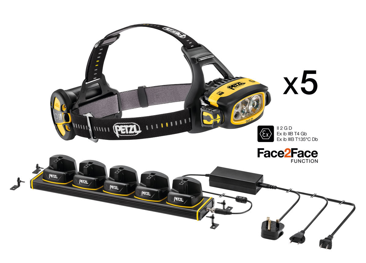 Petzl Pack of 5 DUO Z1 headlamps with charging rack (E80DHR)