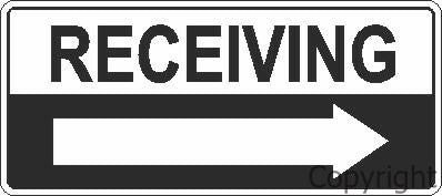 RECEIVING W/ RIGHT ARROW 200x450mm Poly