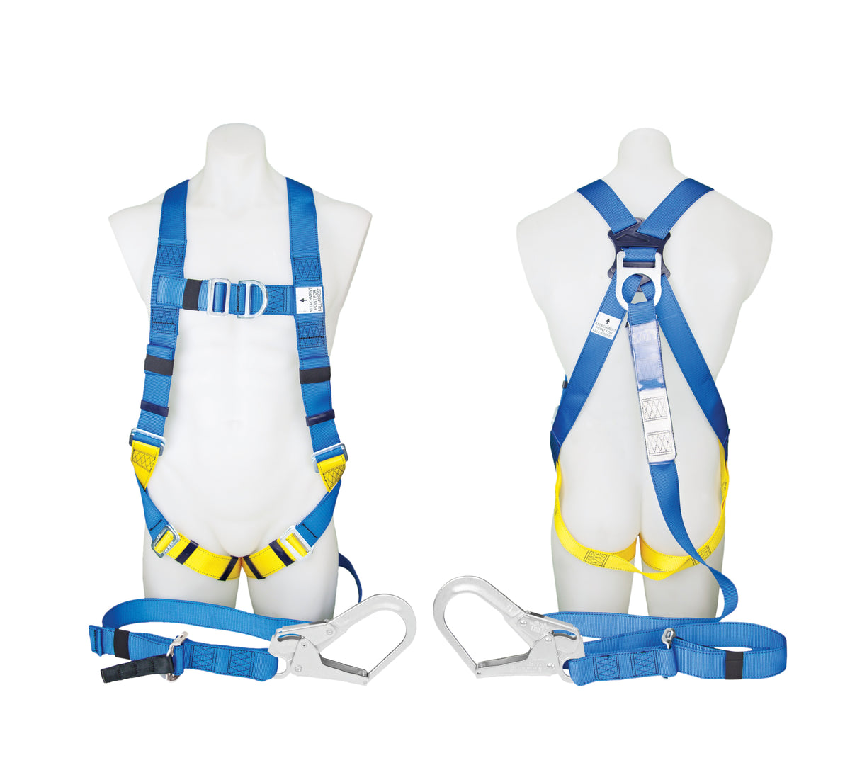 3M PROTECTA FIRST Industrial Harness with Lanyard and Scaff Hook 1390064A, Blue and Yellow, Medium, 1 EA/Case