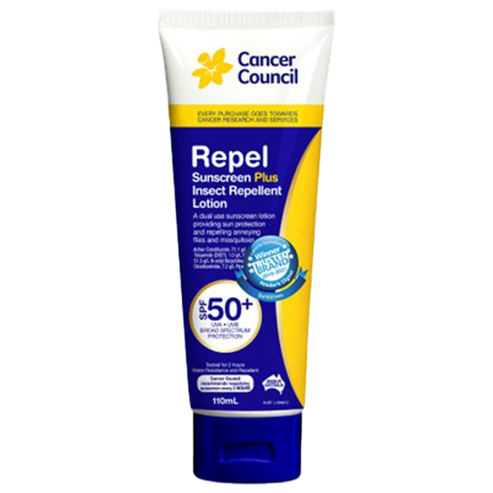 Aero Healthcare CANCER COUNCIL SPF50+ Repel Sunscreen+Insect Repellent Tube 110mL (Carton of 24 Each)