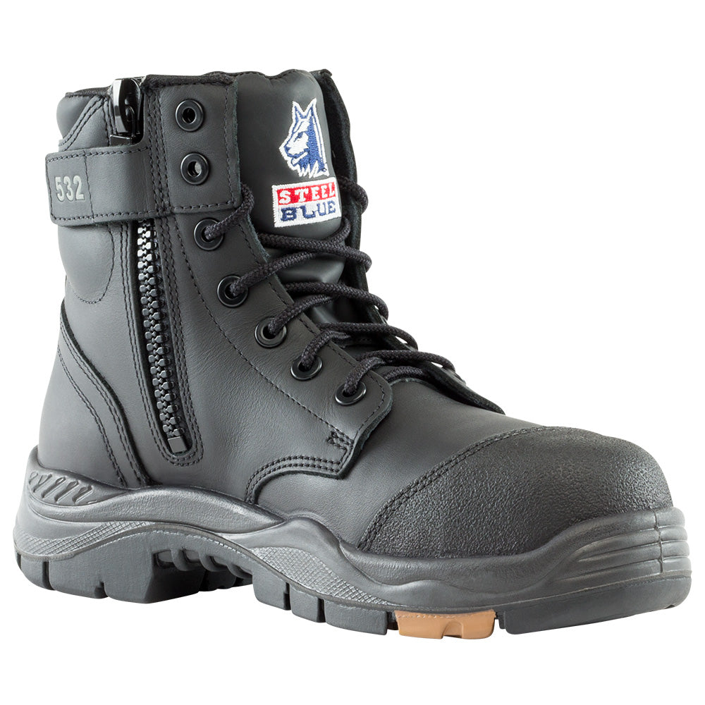 SIZE 12.5 Steel Blue Argyle BLACK Zip Composite Toe Scuff Cap Safety Boot (317532)