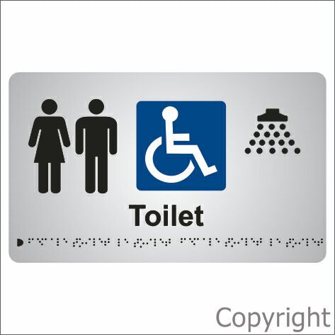 UNISEX / DISABLED TOILET / SHOWER Anodised Aluminium & Braille