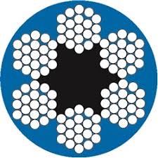 50m x 6mm Beaver G1570 PVC Coated Galvanised Wire Rope Core - 6x19 (Blue)