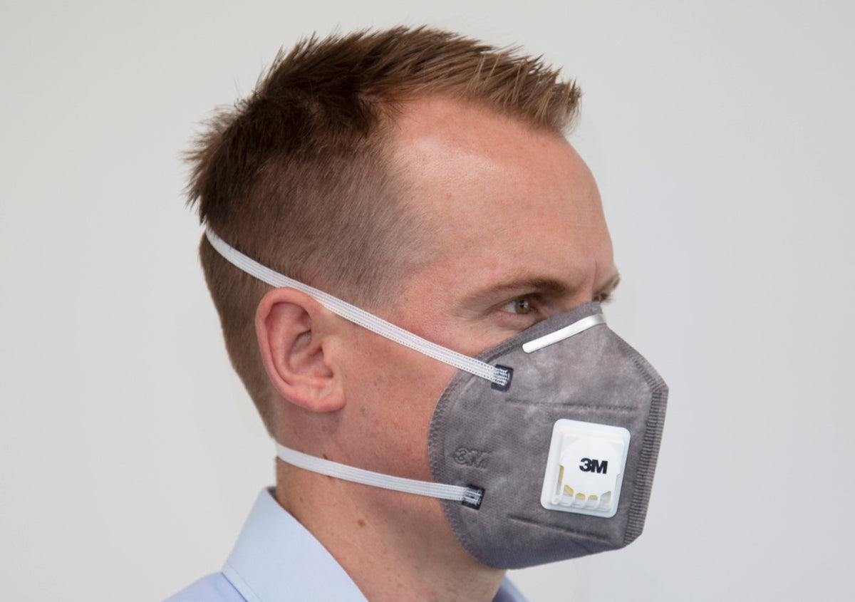 3M Flat Fold Particulate Respirator 9542V, P2, Valved, with Nuisance Level  Organic Vapour Relief