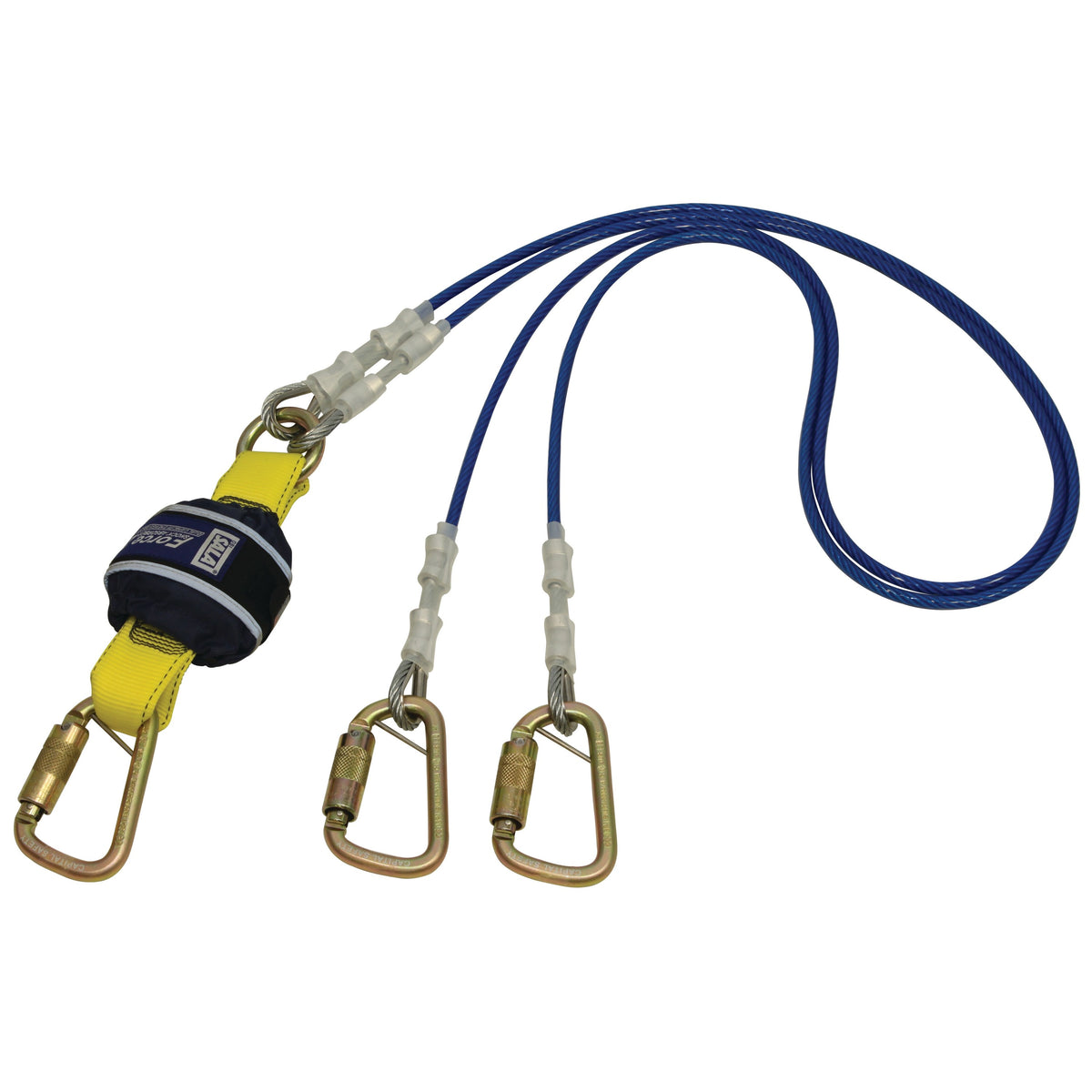 Force2 Shock Absorbing Lanyards Wire Cable Double Tail PVC Coated 2.0m overall length -alt2 (Z12207575WR)