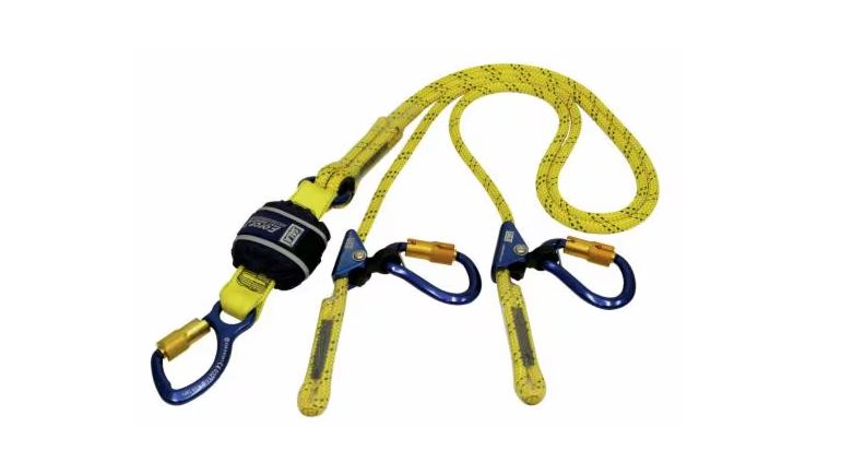 Force2 Shock Absorbing Lanyards Kernmantle Rope Double Tail Adjustable 2.0m overall length - alt3 (Z13206159R)