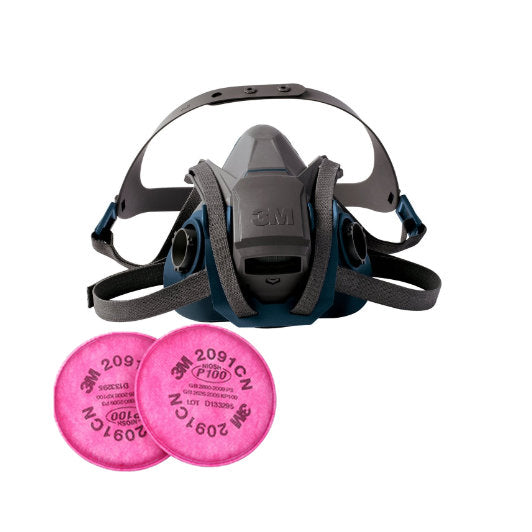 3M Rugged Comfort Reusable Half Face Respirator 6503QL Large with filters 2091