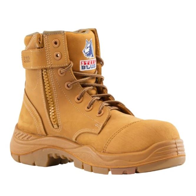 SIZE 11.5 Steel Blue Argyle WHEAT Zip Composite Toe Scuff Cap Safety Boot (317532)