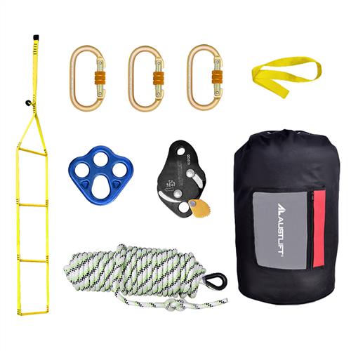 Austlift Webbing rescue ladder with kern mantle rope, rope grab and karabiners complete in bag