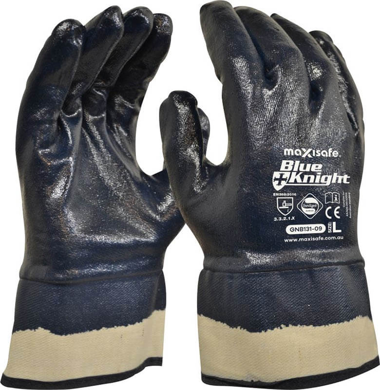 Maxisafe Blue Knight Heavy Duty, Fully Dipped With Safety Cuff (12 Pairs)