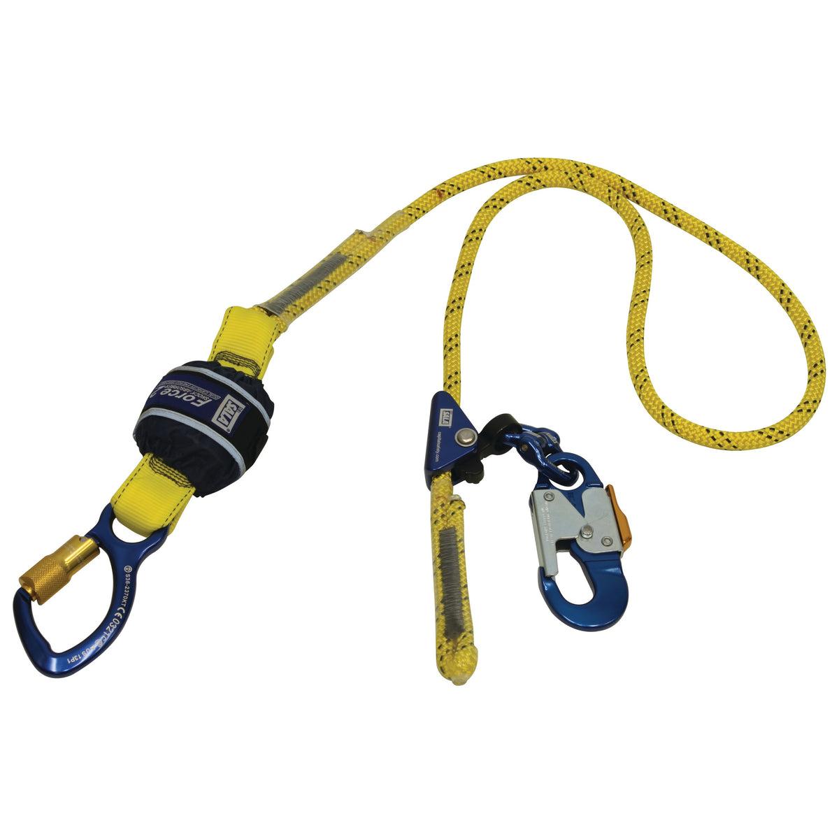 Force2 Shock Absorbing Lanyards Kernmantle Rope Single Tail Adjustable 2.0m overall length - alt4 (Z11206131R)