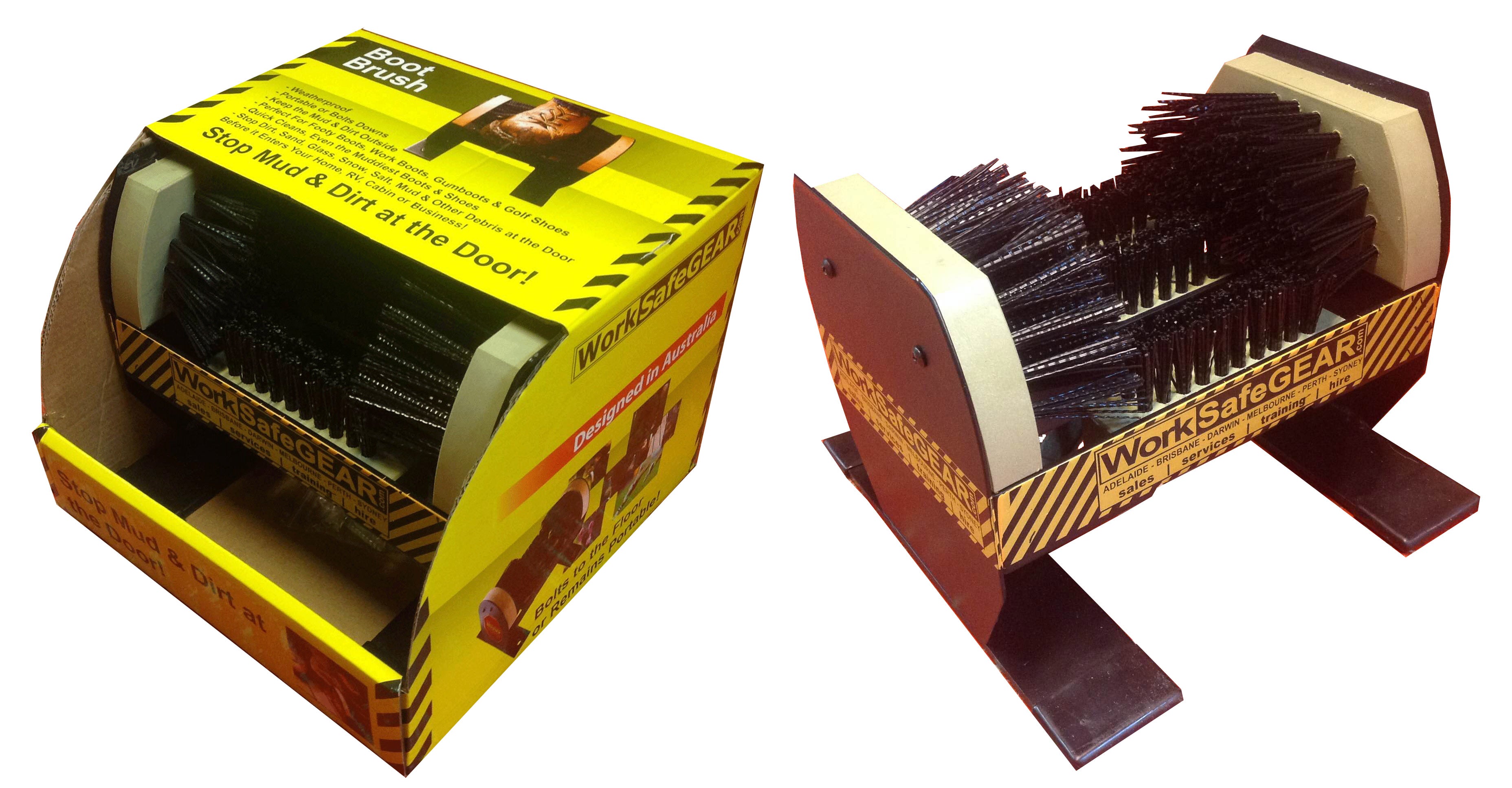 2-PACK of Heavy Duty Mounted Boot Brush - 3 Sided Mud and Dirt Scraper