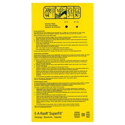 3M E-A-Rsoft SuperFit Corded Earplugs Poly Bag 200 pairs/box (311-1254)