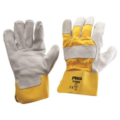 ProChoice Leather General Purpose Glove Yellow Cotton Back / Cowsplit Leather Palm. Heavy Duty (940GY)