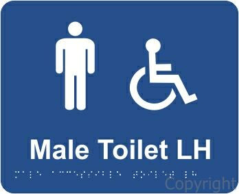 MALE ACCESSIBLE TOILET LH 195x240mm Laminate & Braille