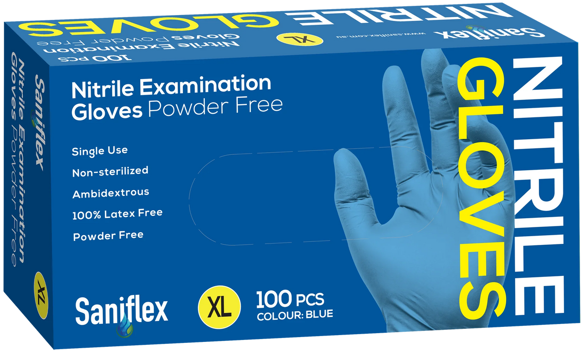 Saniflex Powder-Free Nitrile Gloves (Blue, Box of 100)
