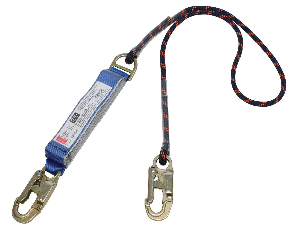3M DBI-SALA EZ-Stop Shock Absorbing Kernmantle Rope Lanyard - Single Tail Z20203636, Navy Blue with orange fleck, 1 EA/Case