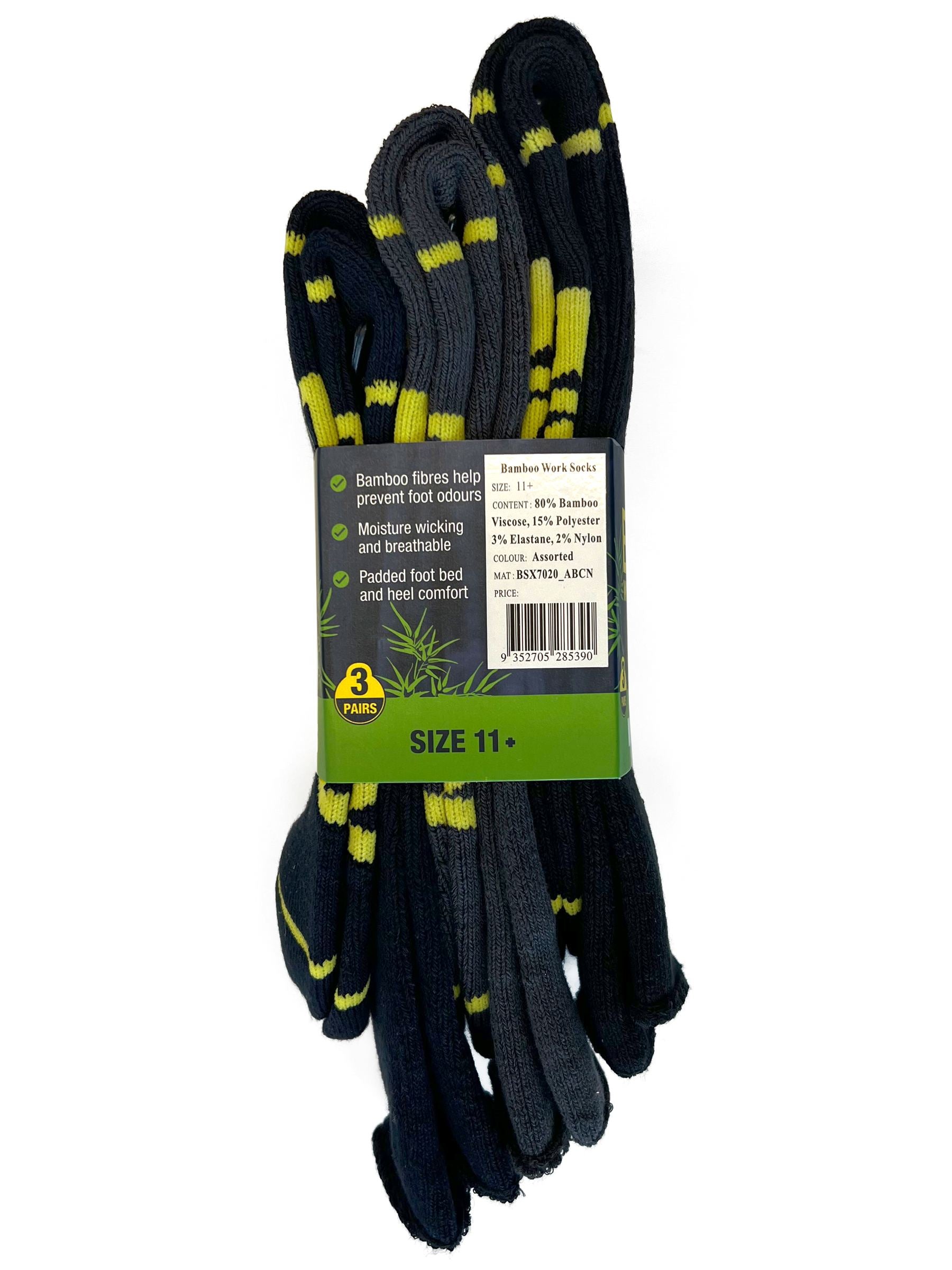 (3 pack) Bisley 6-10 Bamboo Work Sock (BSX7020)