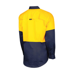 TRu Workwear Lightweight Vented Hi-Vis Drill Shirt (Yellow/Navy)