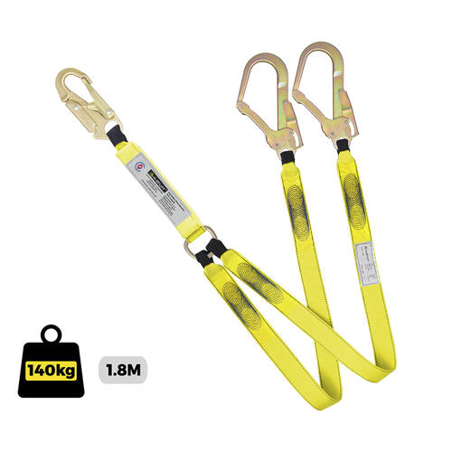 Austlift Lanyard Double Webbing 1.8M with Double Action Snap and Scaffold Hooks