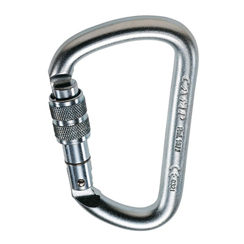 CAMP Steel HMS D Screw Gate Zinc Plated Steel D 50Kn