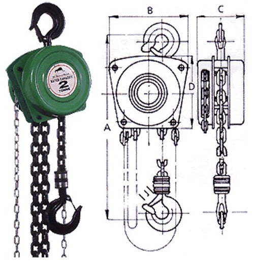 BEAVER 3G INDUSTRIAL CHAIN BLOCK - 2 TONNE CAPACITY #500203M